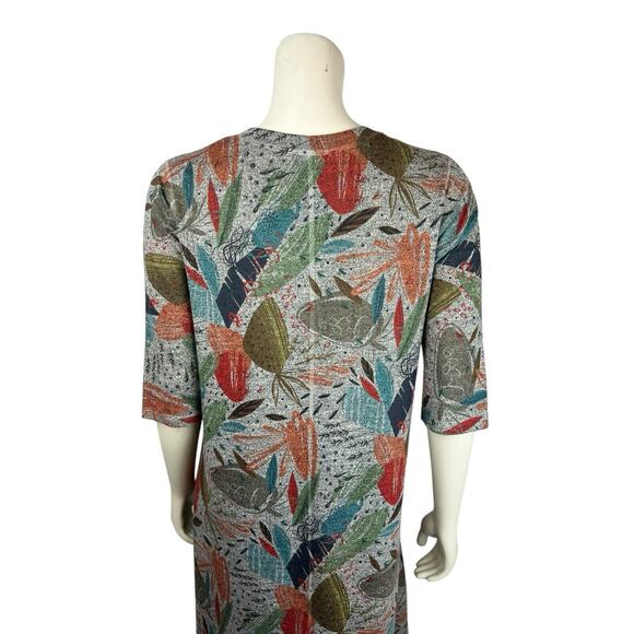 INOAH Abstract Print Half Sleeve Dress Size L Gray Swing Flare Art to Wear Large - Picture 7 of 13